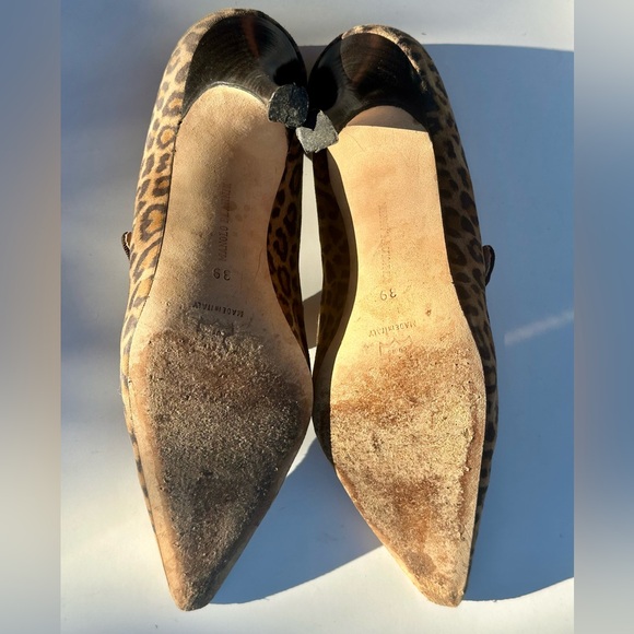 Manolo Blahnik Campari Suede Leopard Print Mary Jane Heels, 39, US 8.5 - 9 - Picture 10 of 13